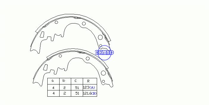 Buick APOLLO CENTURY Chevrolet ASTRO CHEVY II GMC SAFARI Pontiac CATALINA Sapatas de freio a tambor FMSI: 2077AT-S245 OEM: 12321427, OK-BS047R
